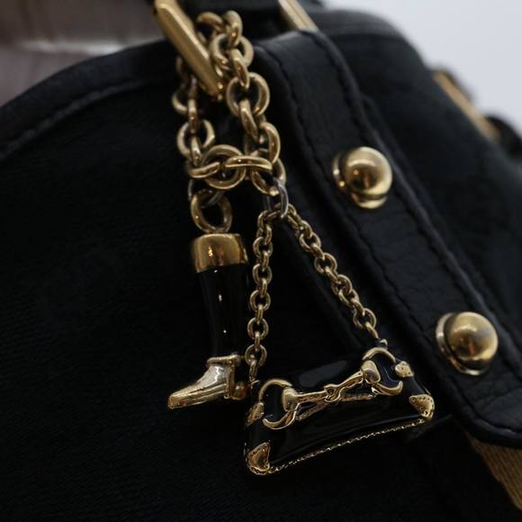 GUCCI GG Canvas Sherry Line Hand Bag Black White 139261 Auth 50162 - Picture 10 of 16